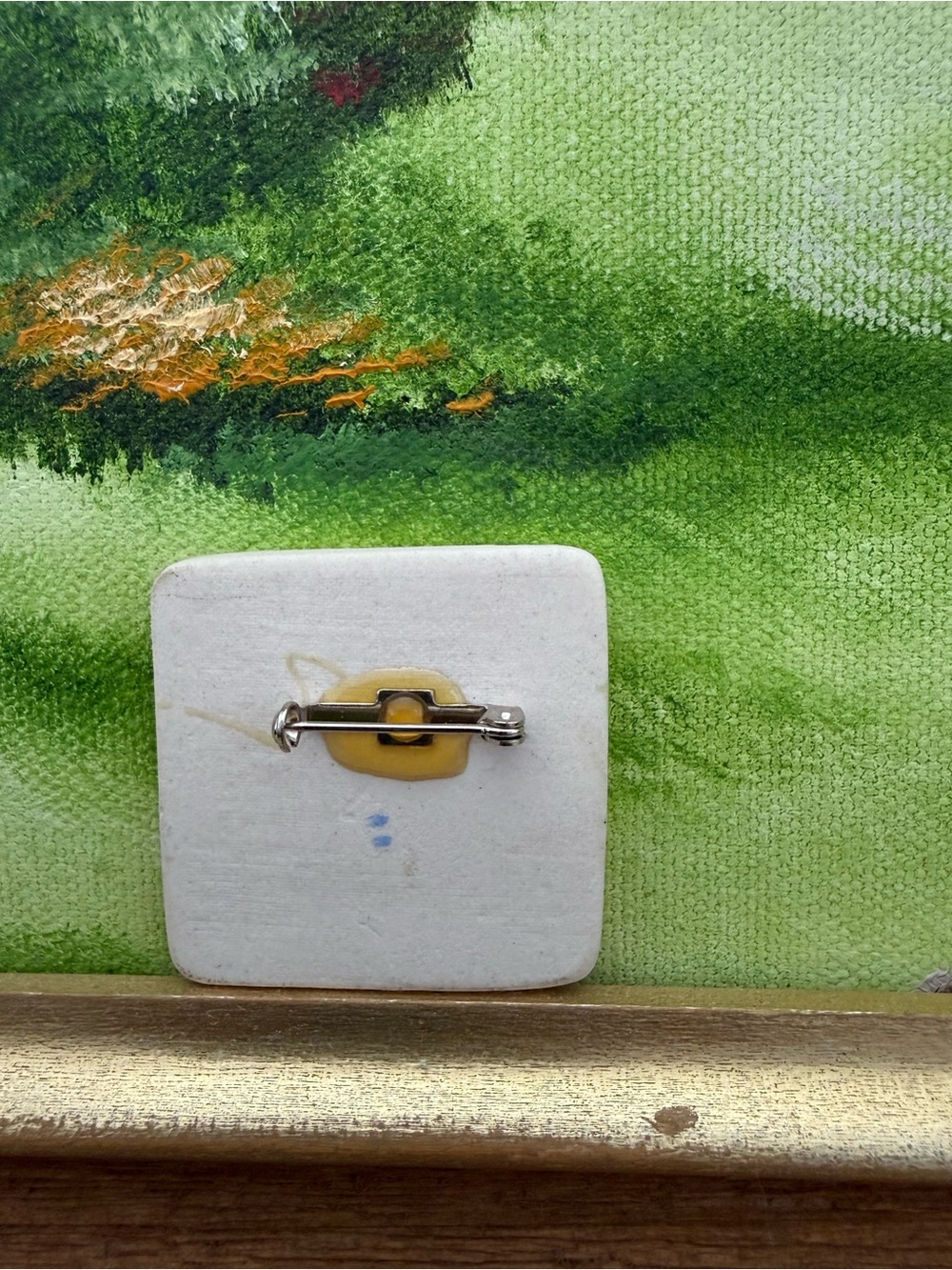 Ceramic 'LOVE' Square Brooch - Pastel Multicolor - Picture 6 of 6
